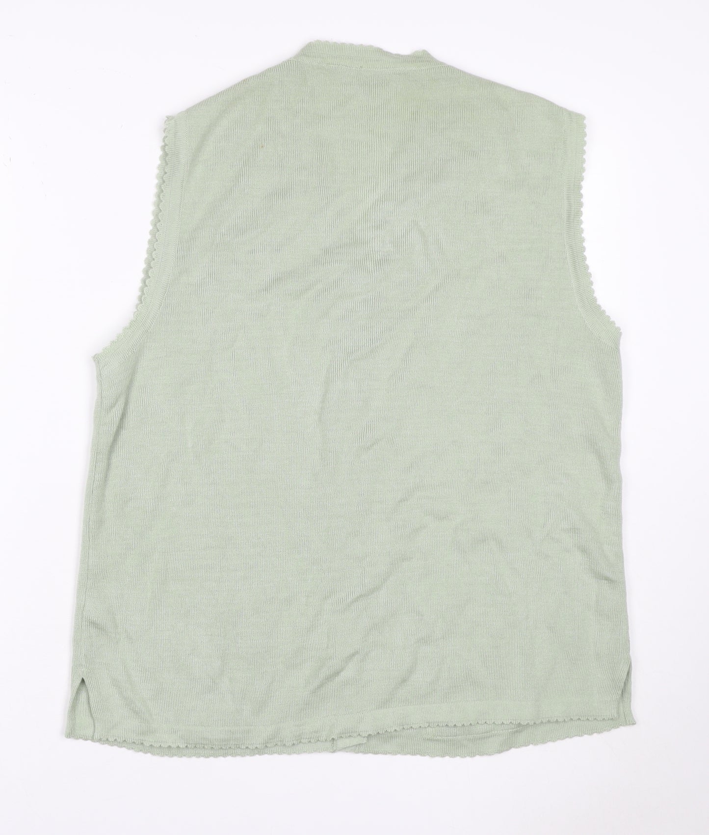 Lexy Women Green XL Sleeveless V-Neck Beaded Floral Cardigan