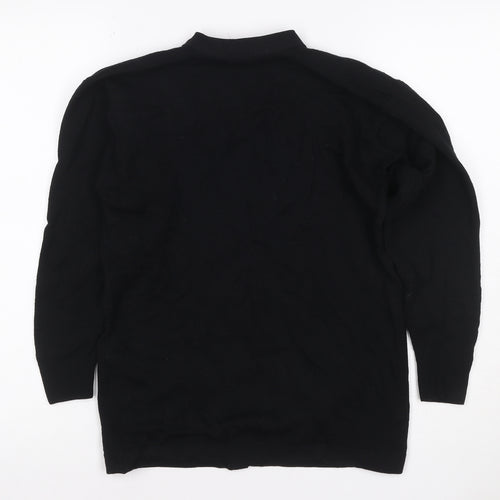 St Michael Women’s Black Size 10 Lambswool V-Neck Button Cardigan
