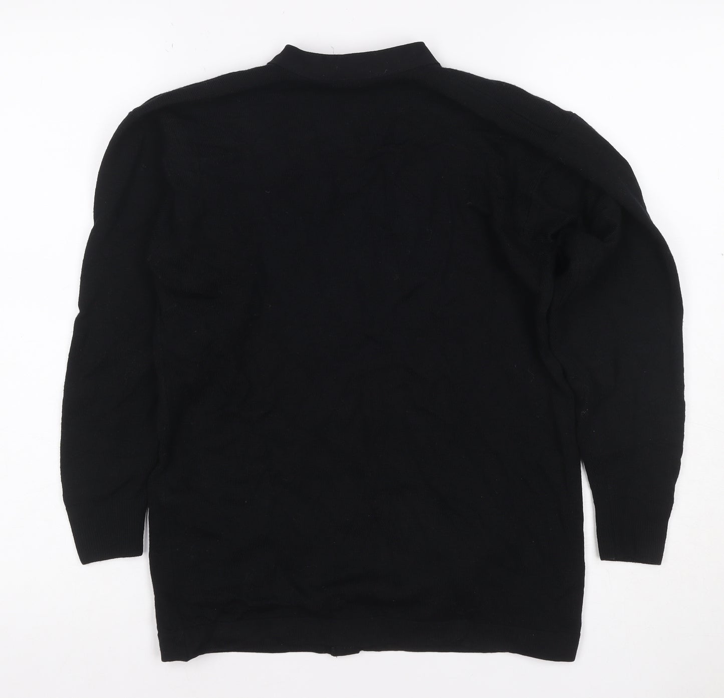 St Michael Women’s Black Size 10 Lambswool V-Neck Button Cardigan