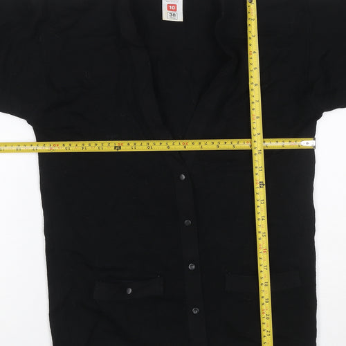 St Michael Women’s Black Size 10 Lambswool V-Neck Button Cardigan