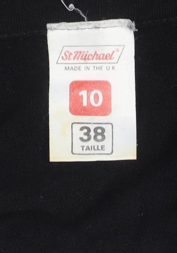 St Michael Women’s Black Size 10 Lambswool V-Neck Button Cardigan