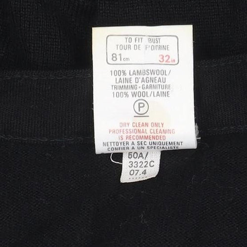 St Michael Women’s Black Size 10 Lambswool V-Neck Button Cardigan