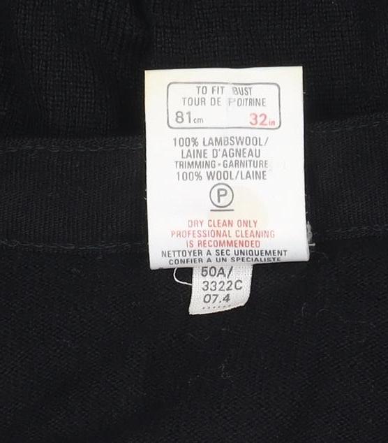 St Michael Women’s Black Size 10 Lambswool V-Neck Button Cardigan