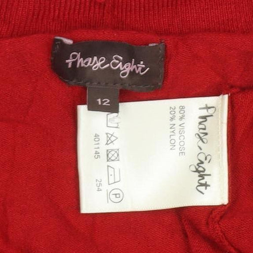 Phase Eight Women Red Size 12 Open Knit Long Sleeve Cardigan