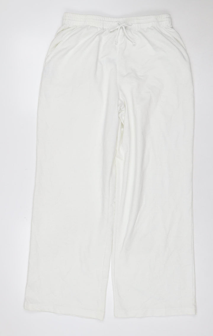 Cotton Traders Women White M Jogger Sweatpants Drawstring Pocket