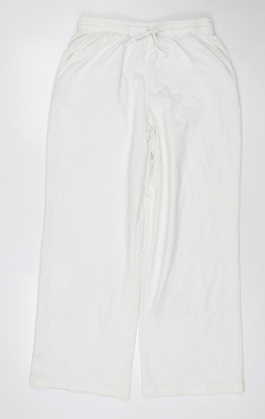 Cotton Traders Women White M Jogger Sweatpants Drawstring Pocket