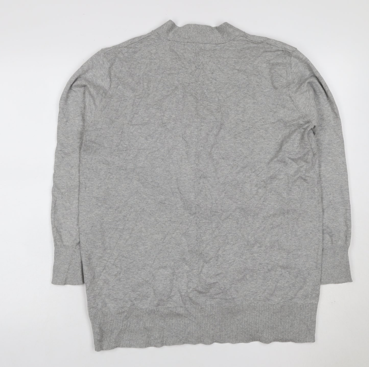 Marks and Spencer Women Grey S V-Neck Long Sleeve Button Cardigan