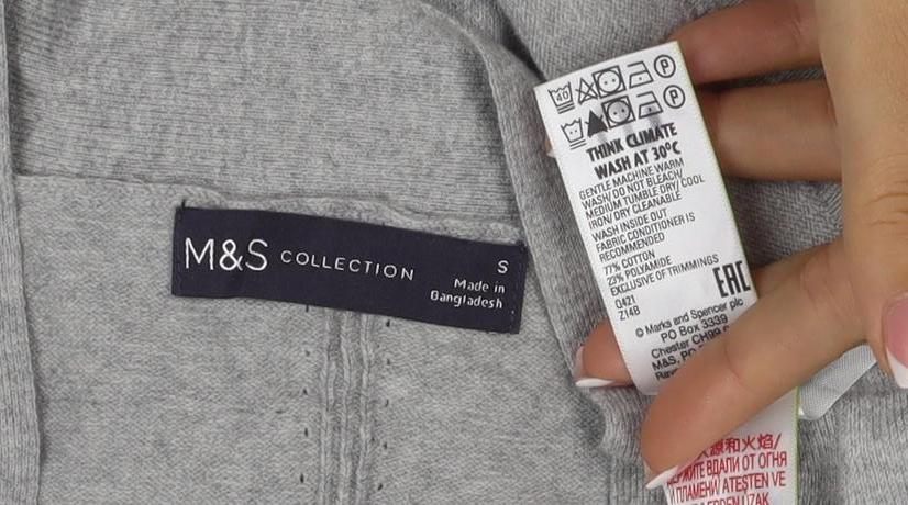 Marks and Spencer Women Grey S V-Neck Long Sleeve Button Cardigan