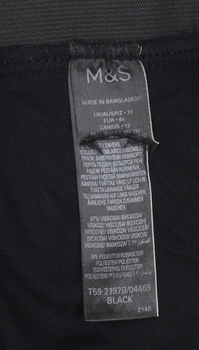 Marks and Spencer Women Black UK 18 Wide Leg Pull-On Trousers