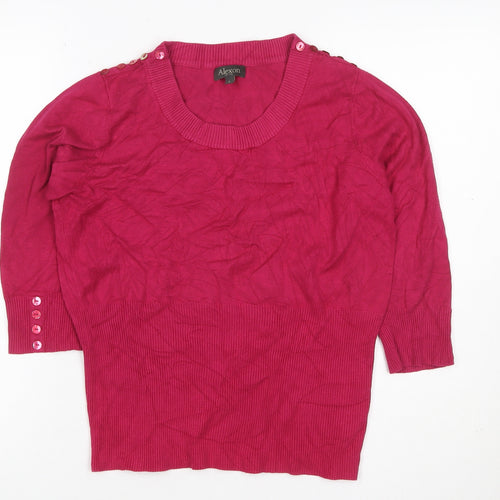 Alexon Women’s Pink L Scoop Neck Button Shoulder Knit Jumper