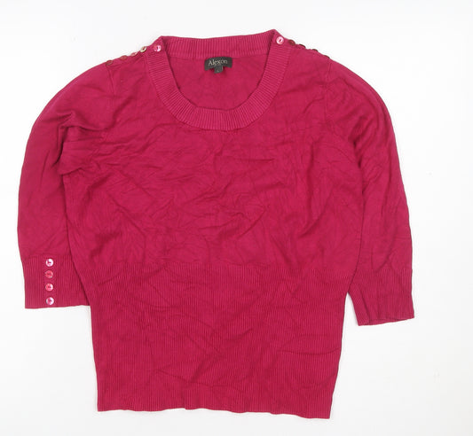 Alexon Women’s Pink L Scoop Neck Button Shoulder Knit Jumper