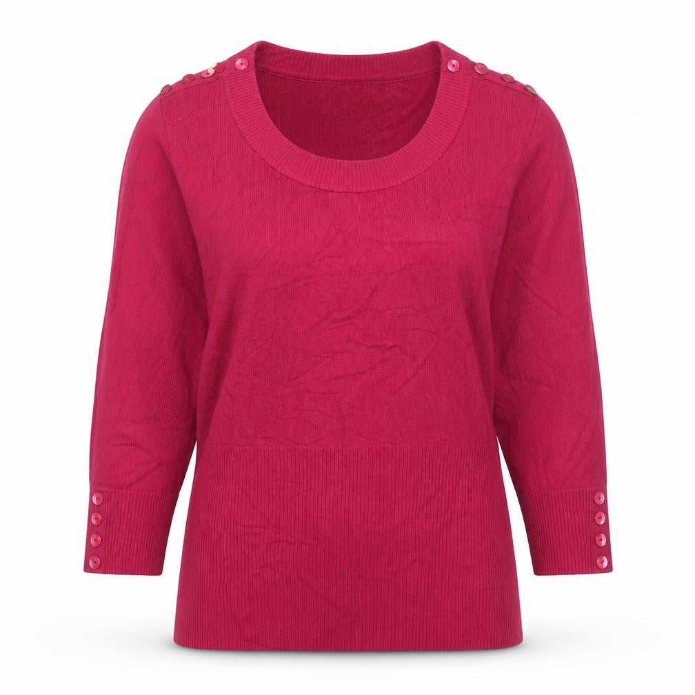 Front view of Alexon Women’s Pink L Scoop Neck Button Shoulder Knit Jumper