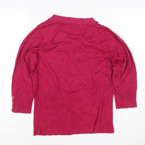 Alexon Women’s Pink L Scoop Neck Button Shoulder Knit Jumper