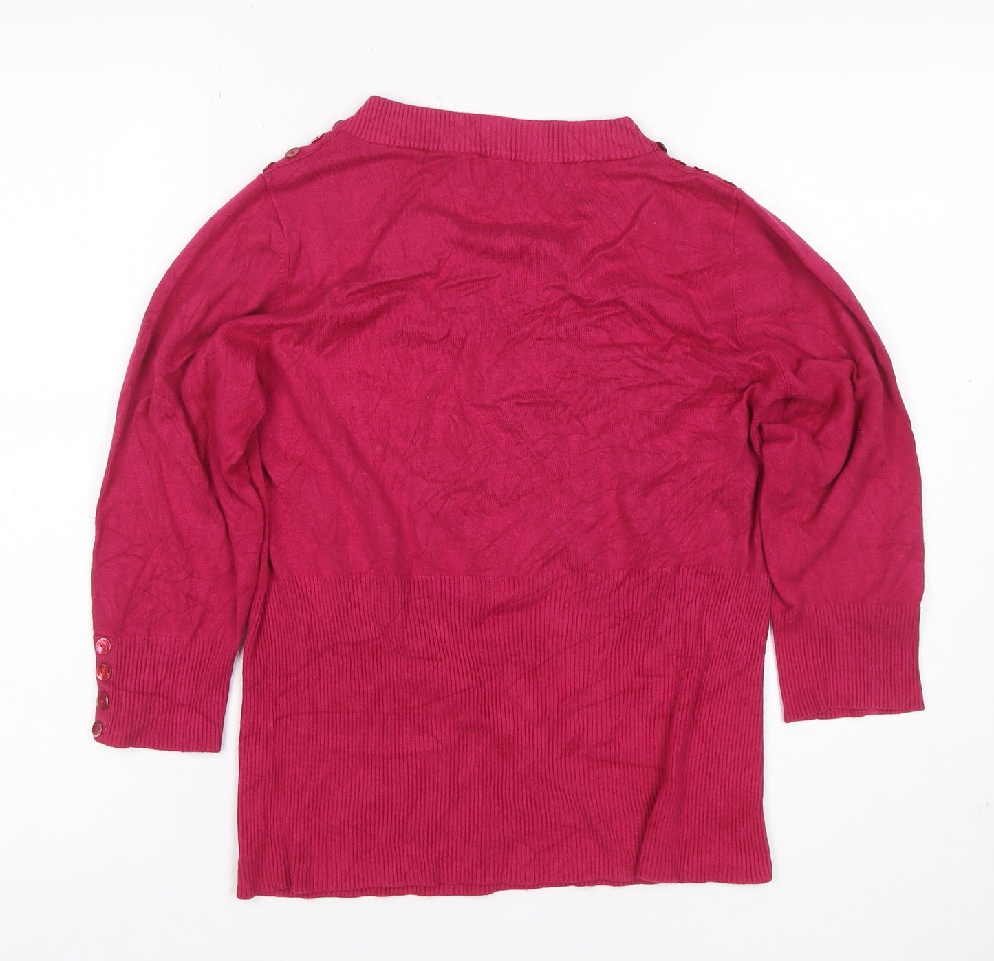 Alexon Women’s Pink L Scoop Neck Button Shoulder Knit Jumper