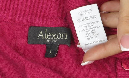 Alexon Women’s Pink L Scoop Neck Button Shoulder Knit Jumper