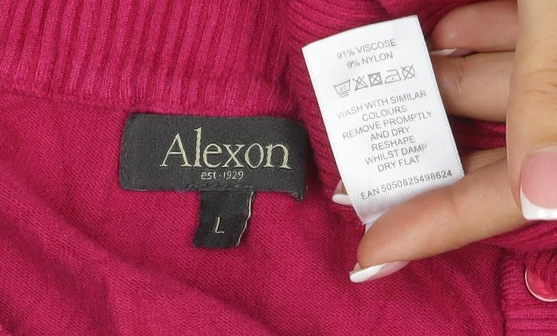 Alexon Women’s Pink L Scoop Neck Button Shoulder Knit Jumper