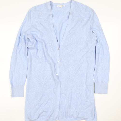 Otherside Women Blue 2XL Long Sleeve V-Neck Button Knit Cardigan