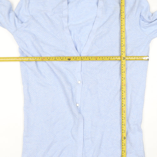 Otherside Women Blue 2XL Long Sleeve V-Neck Button Knit Cardigan