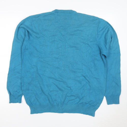 Cotton Traders Women’s Blue L V-Neck Cotton Knit Pullover Jumper