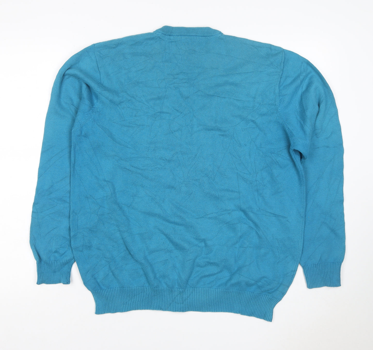 Cotton Traders Women’s Blue L V-Neck Cotton Knit Pullover Jumper
