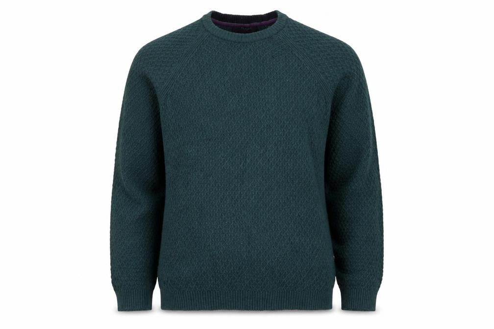 Ted Baker Men's Green L Textured Knit Crew Neck Pullover Jumper