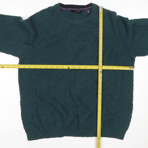Ted Baker Men's Green L Textured Knit Crew Neck Pullover Jumper