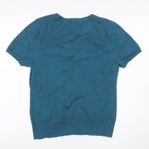 Lands' End Women's Blue M Jersey Knit Short Sleeve Crew Neck Top