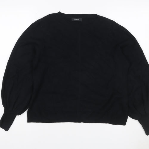 Autograph Women’s Black UK 16 Viscose Blend Crew Neck Balloon Sleeve Jumper