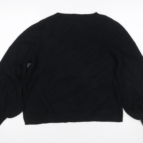 Autograph Women’s Black UK 16 Viscose Blend Crew Neck Balloon Sleeve Jumper