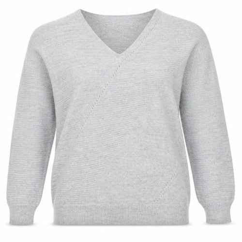 Topshop Women Grey S V-Neck Oversized Knit Pullover Jumper