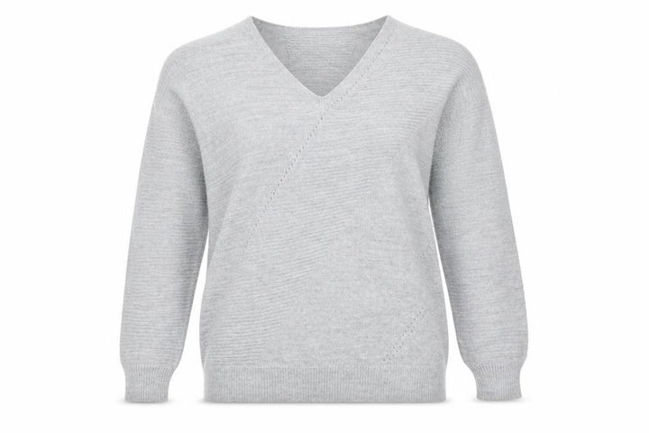 Topshop Women Grey S V-Neck Oversized Knit Pullover Jumper
