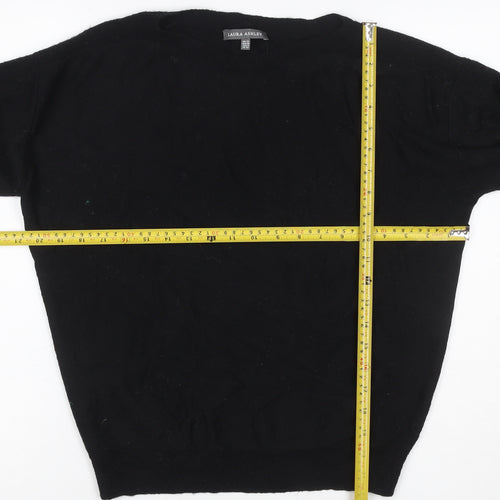 Laura Ashley Women Black UK 12 Merino Wool Crew Neck Jumper