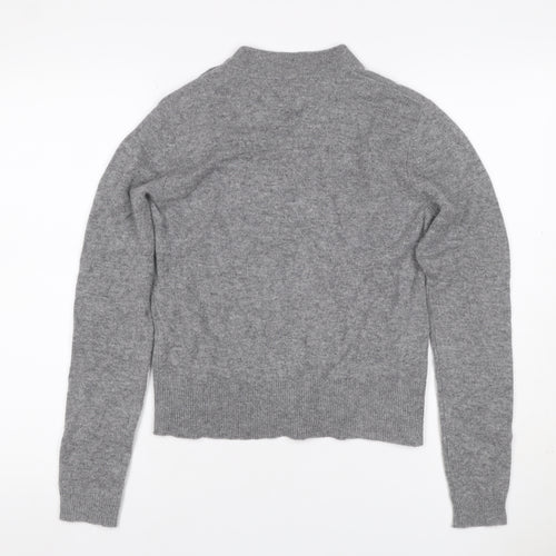 Toast Women Grey S Wool Cashmere Mock Neck Button Shoulder Jumper
