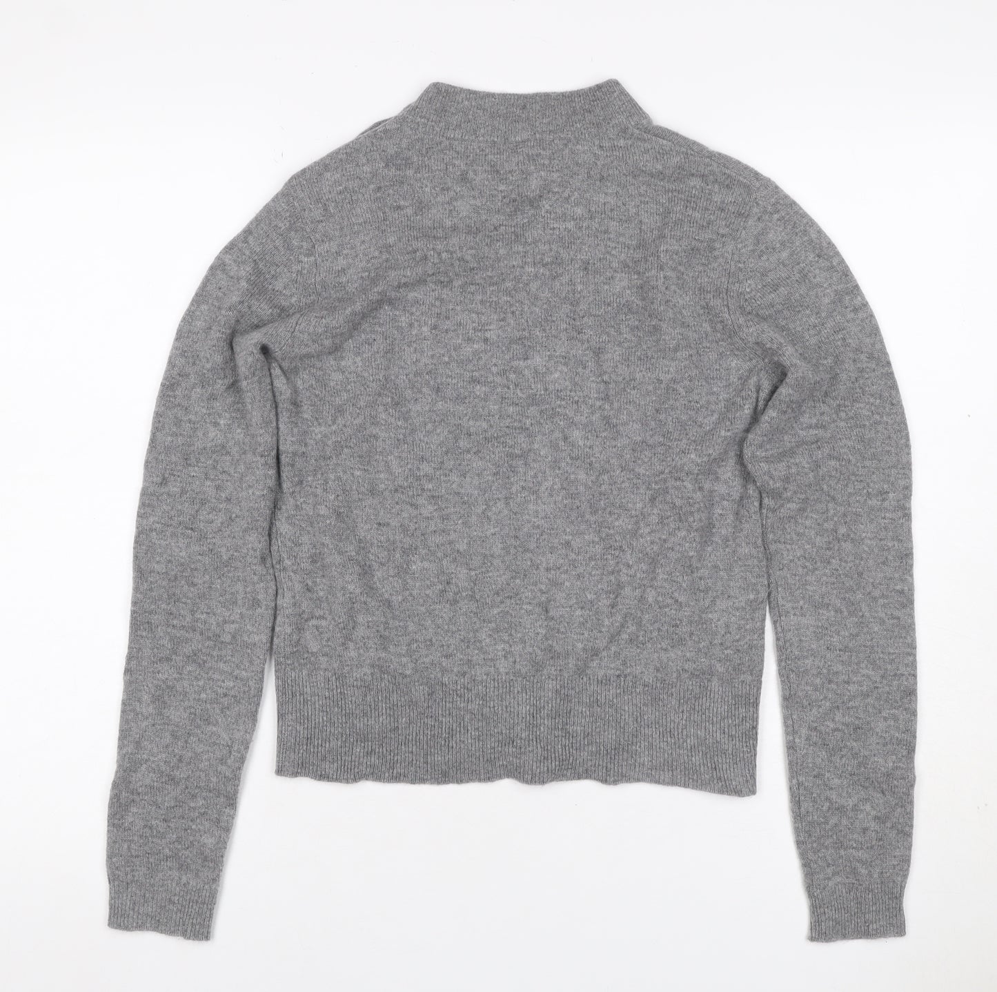 Toast Women Grey S Wool Cashmere Mock Neck Button Shoulder Jumper