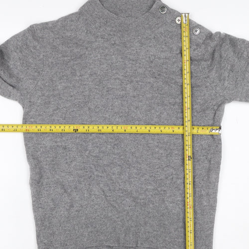 Toast Women Grey S Wool Cashmere Mock Neck Button Shoulder Jumper
