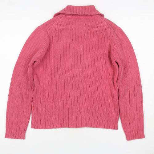 Mackays Women’s Pink Size 2 Cotton Cable Knit Collared Cardigan