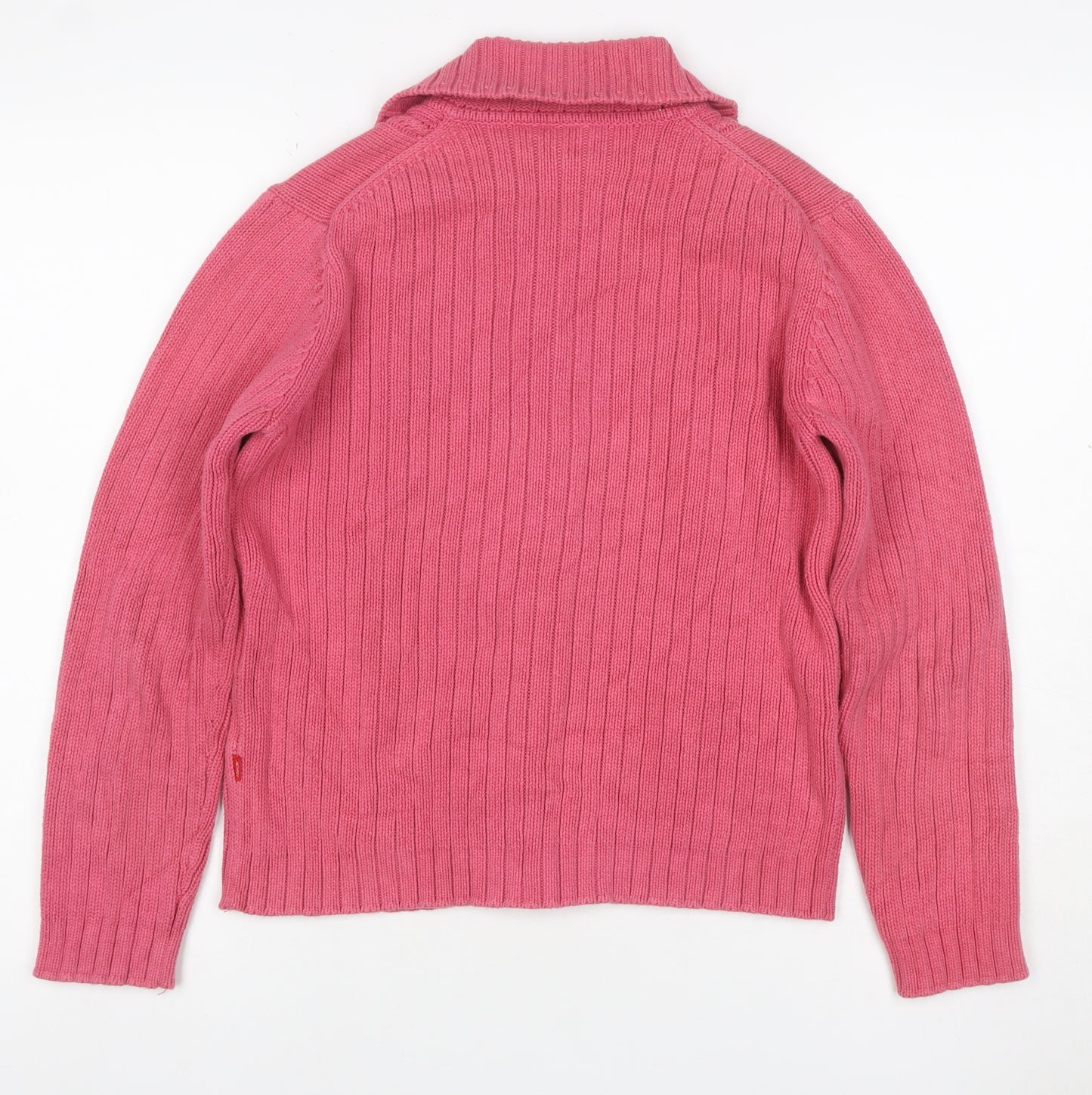 Mackays Women’s Pink Size 2 Cotton Cable Knit Collared Cardigan