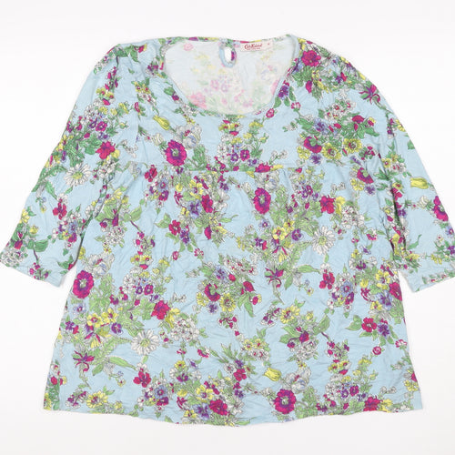 Cath Kidston Women Blue M Floral Viscose Tunic Blouse 3/4 Sleeve