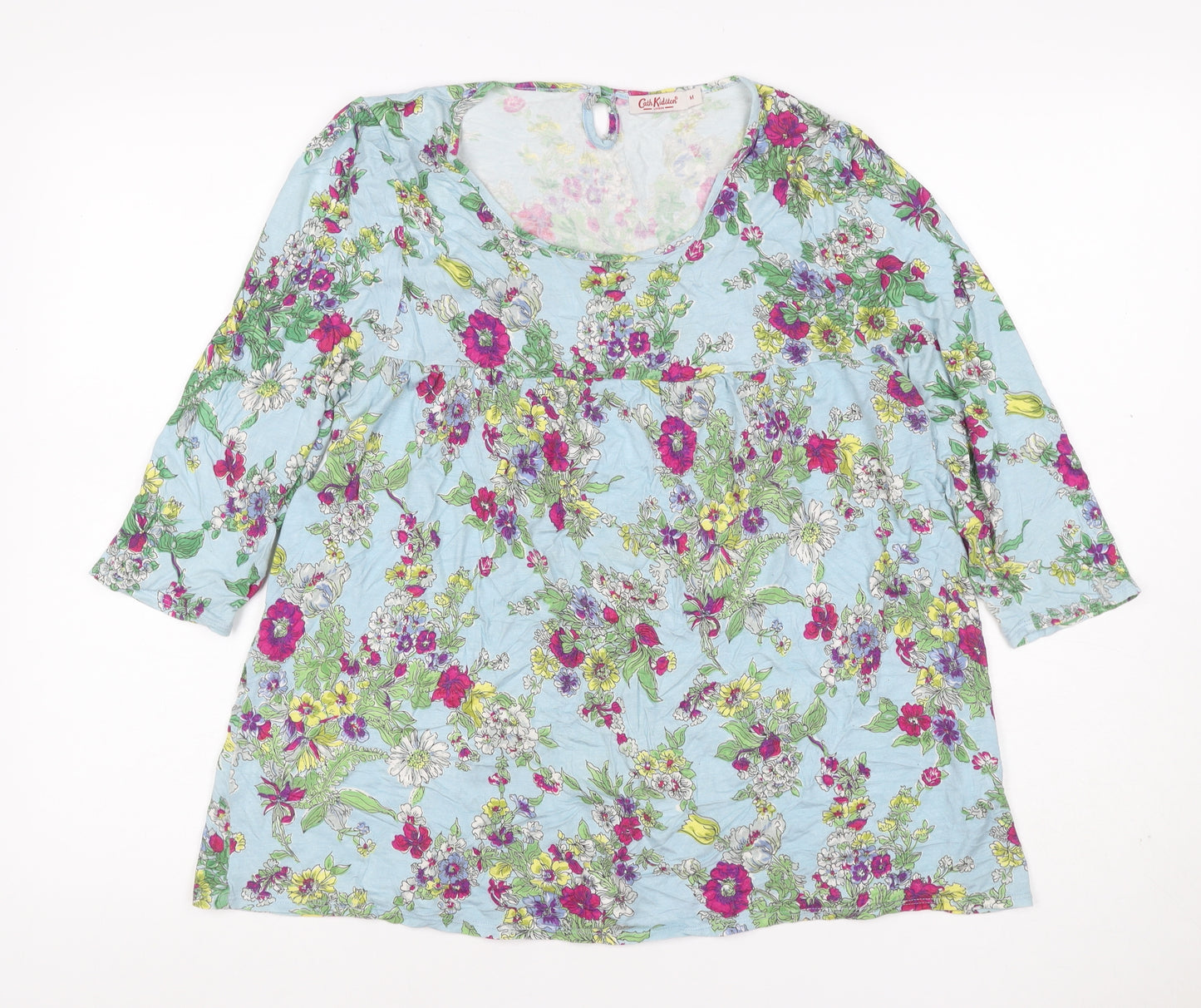 Cath Kidston Women Blue M Floral Viscose Tunic Blouse 3/4 Sleeve
