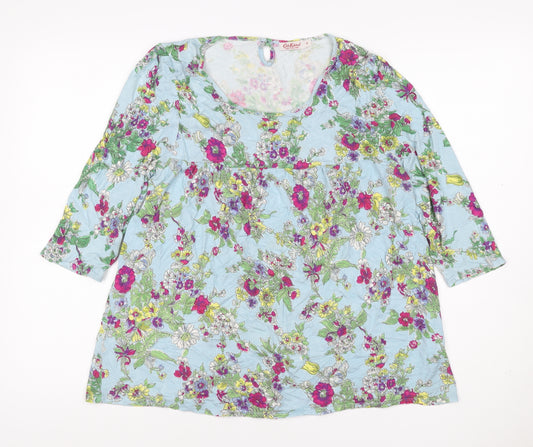 Cath Kidston Women Blue M Floral Viscose Tunic Blouse 3/4 Sleeve