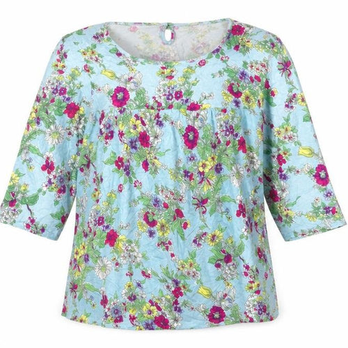 Cath Kidston Women Blue M Floral Viscose Tunic Blouse 3/4 Sleeve