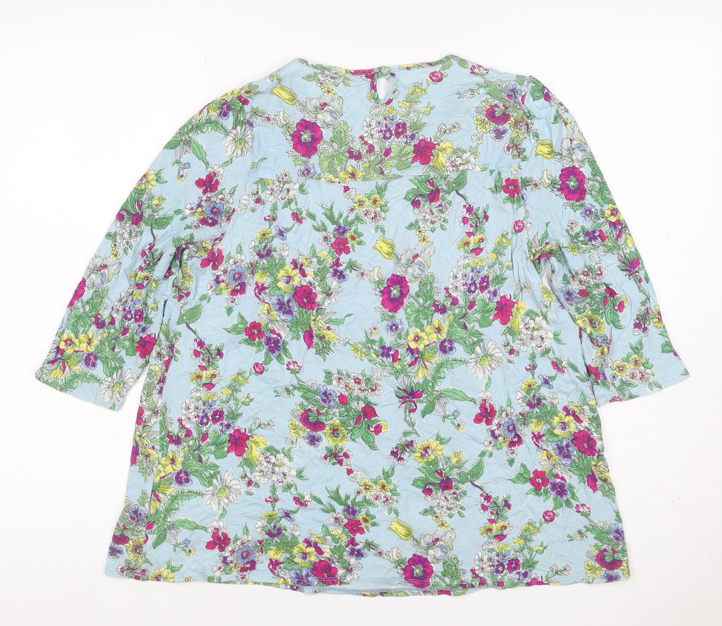 Cath Kidston Women Blue M Floral Viscose Tunic Blouse 3/4 Sleeve