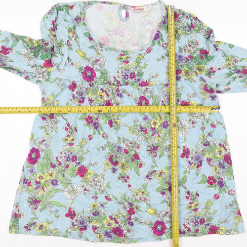 Cath Kidston Women Blue M Floral Viscose Tunic Blouse 3/4 Sleeve