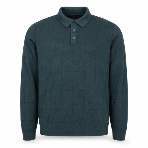 Autograph Men’s Green XL Collared Henley Cotton Modal Textured Jumper