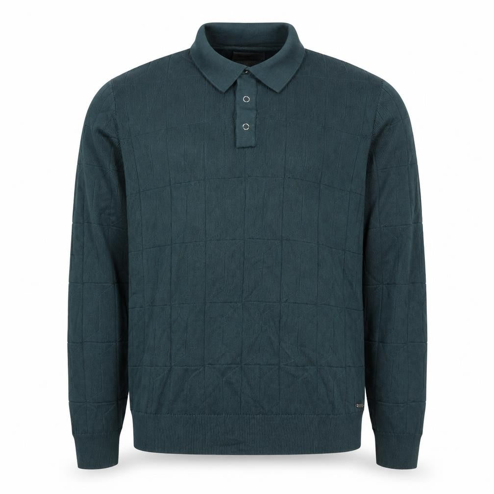 Autograph Men’s Green XL Collared Henley Cotton Modal Textured Jumper