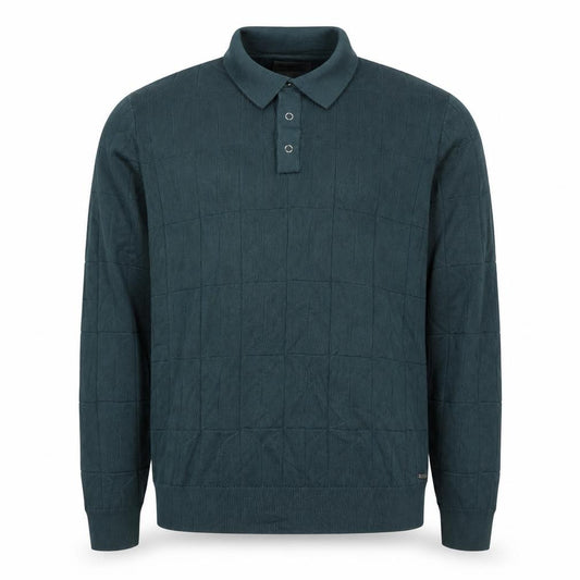Autograph Men’s Green XL Collared Henley Cotton Modal Textured Jumper