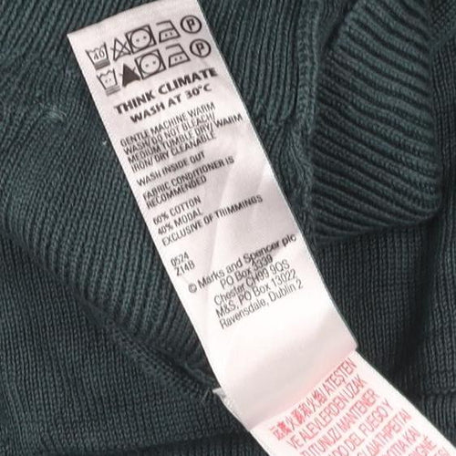 Autograph Men’s Green XL Collared Henley Cotton Modal Textured Jumper