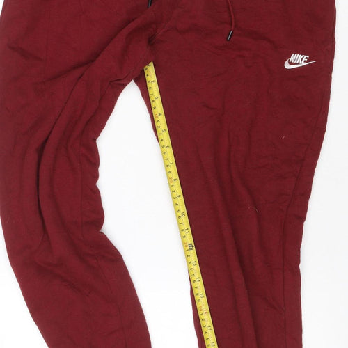 Nike Women’s Red L Sweatpants Joggers Drawstring Cuffed Logo