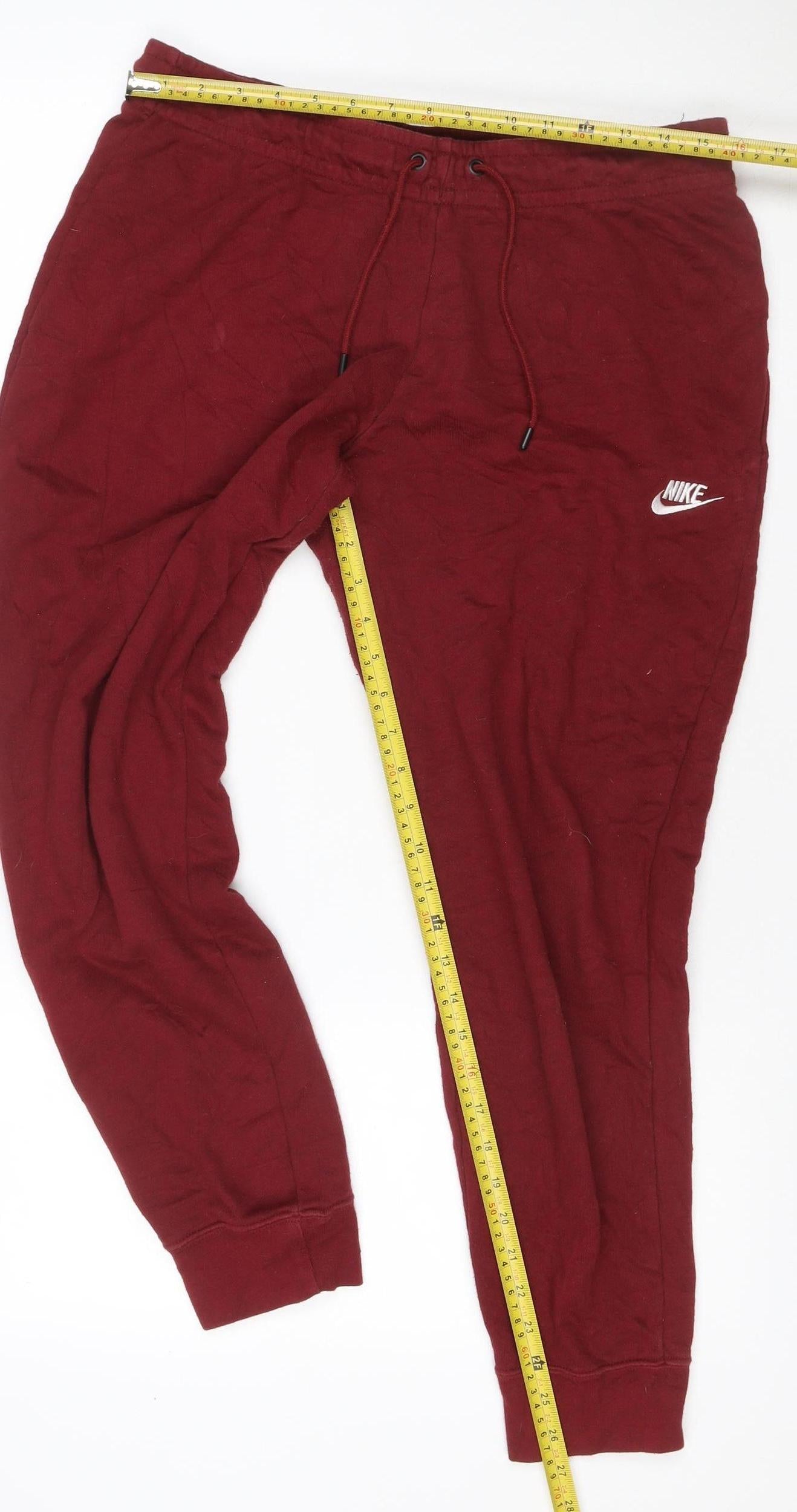 Nike Women’s Red L Sweatpants Joggers Drawstring Cuffed Logo