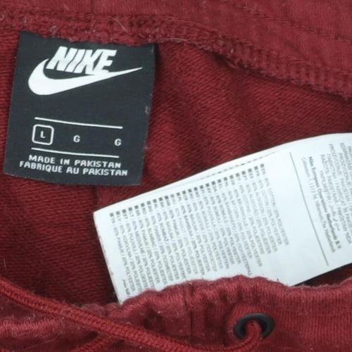 Nike Women’s Red L Sweatpants Joggers Drawstring Cuffed Logo
